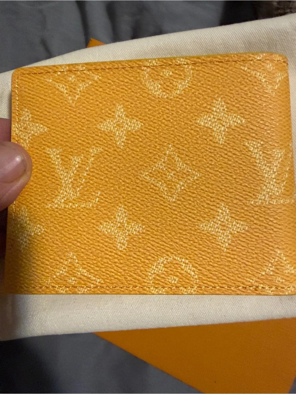 Louis Vuitton Yellow Textured Leather Bifold Wallet